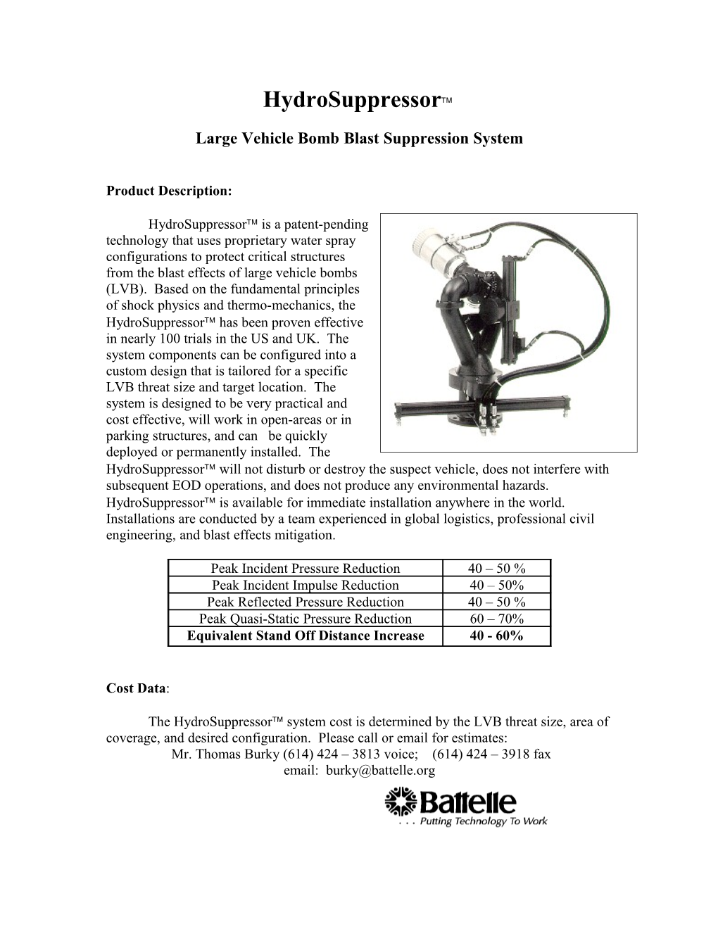 Large Vehicle Bomb Blast Suppression System