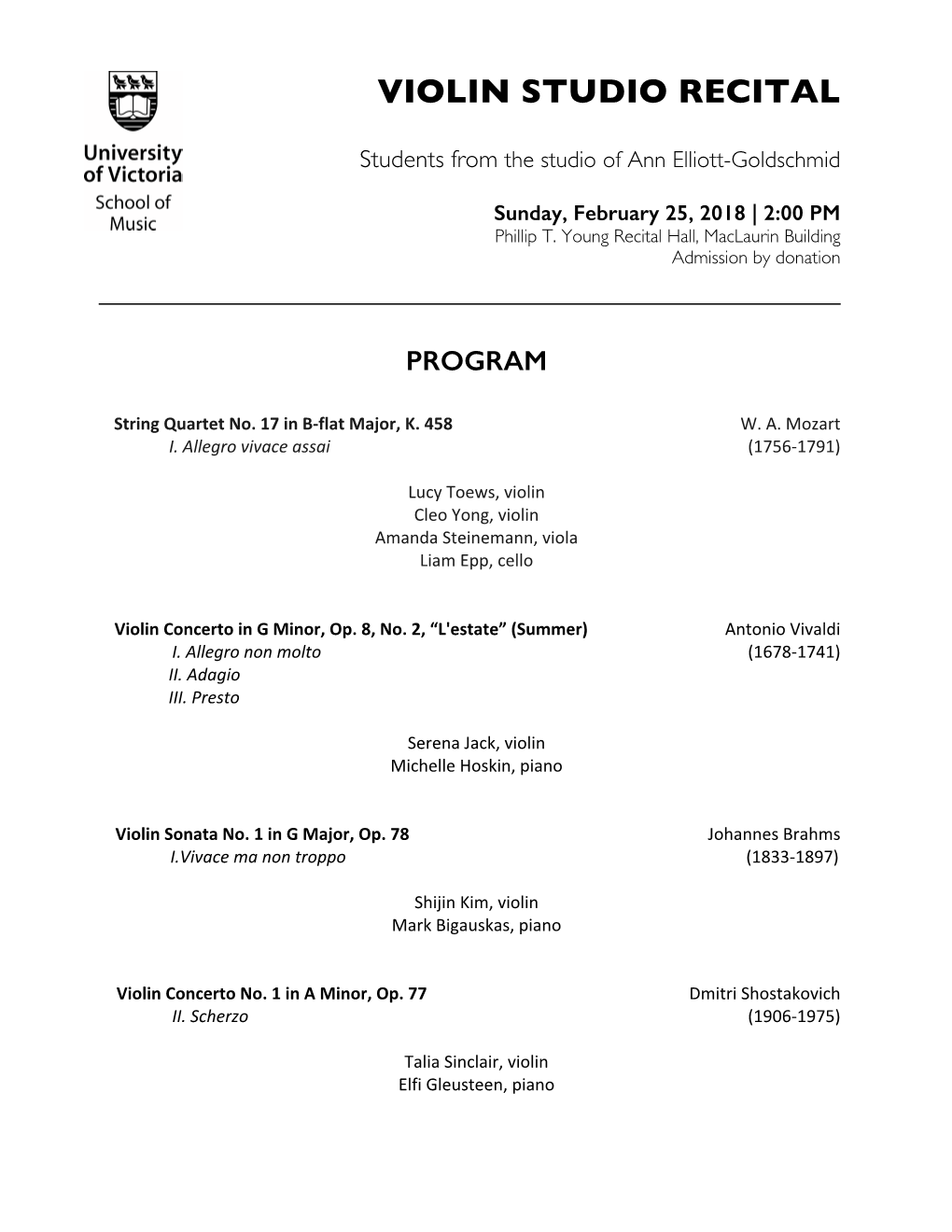 Violin Studio Recital