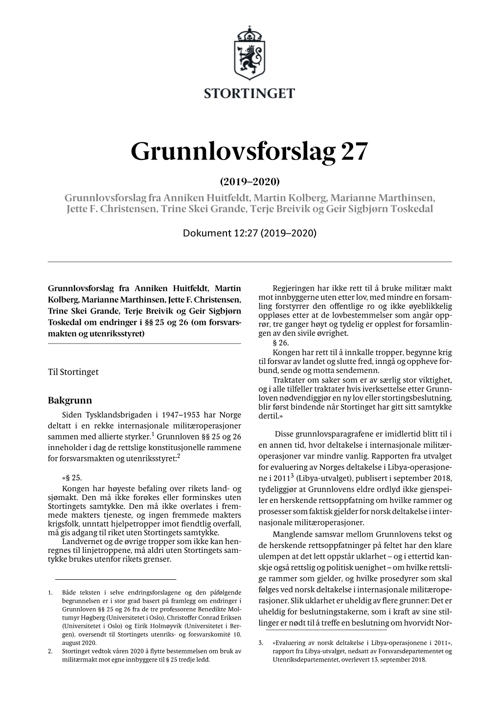 Grunnlovsforslag 27