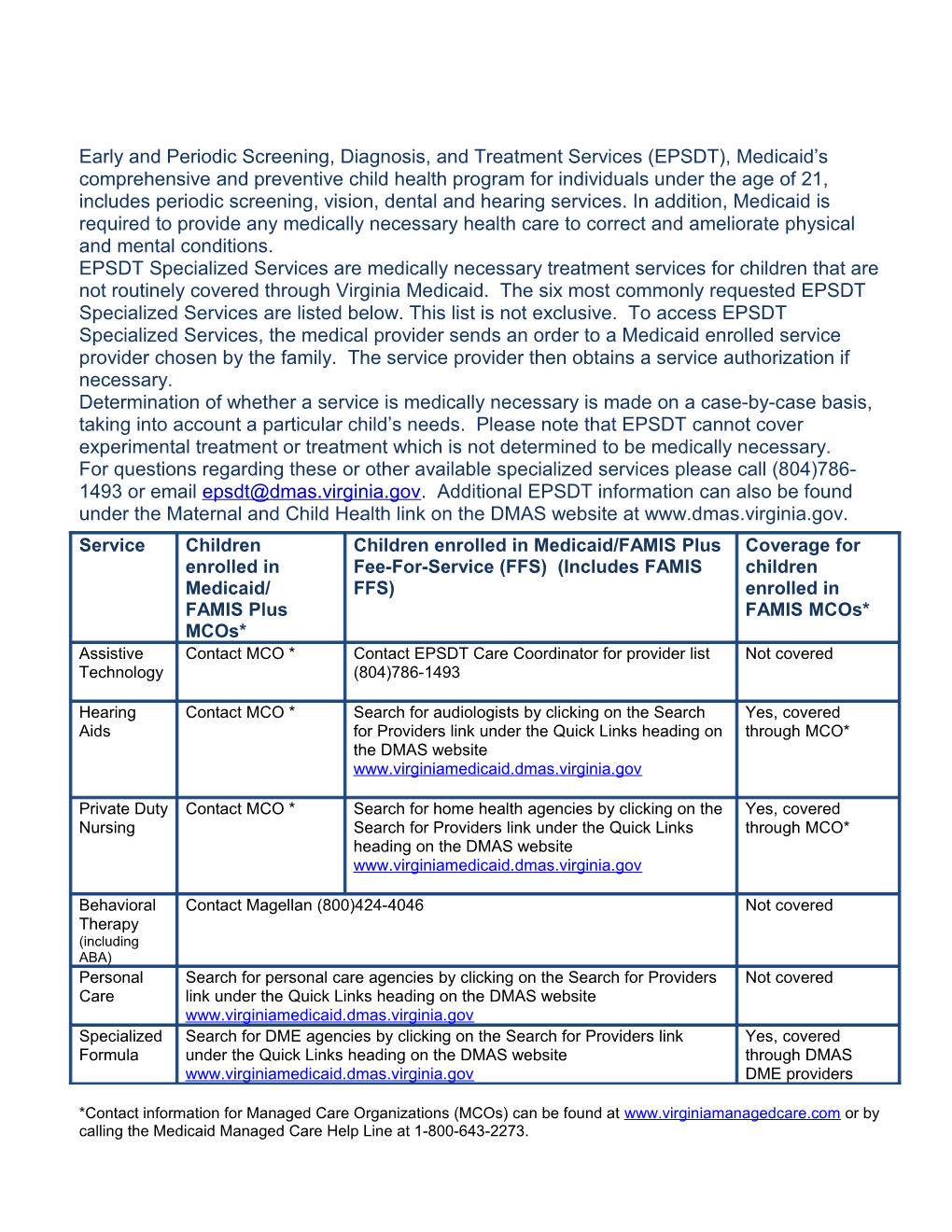 Early and Periodic Screening, Diagnosis, and Treatment Services (EPSDT), Medicaid S