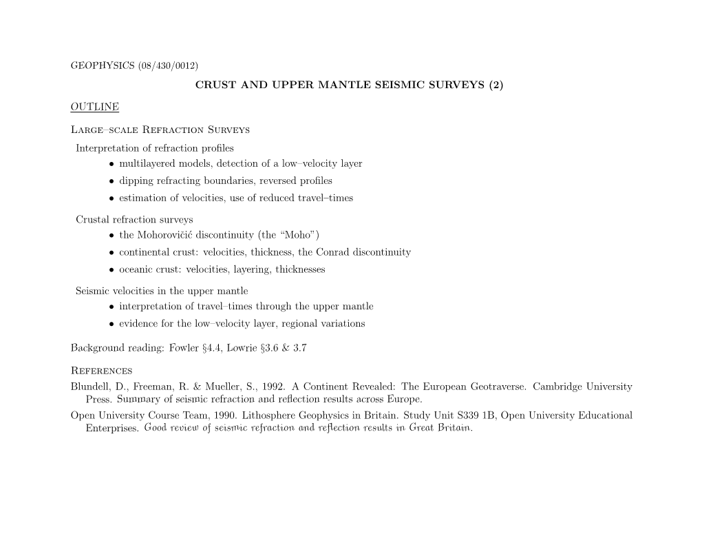 Crust and Upper Mantle Seismic Surveys (2)