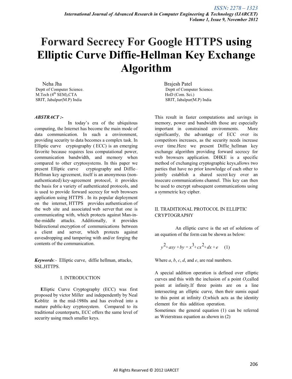 Using Elliptic Curve Diffie-Hellman Key Exchange Algorithm