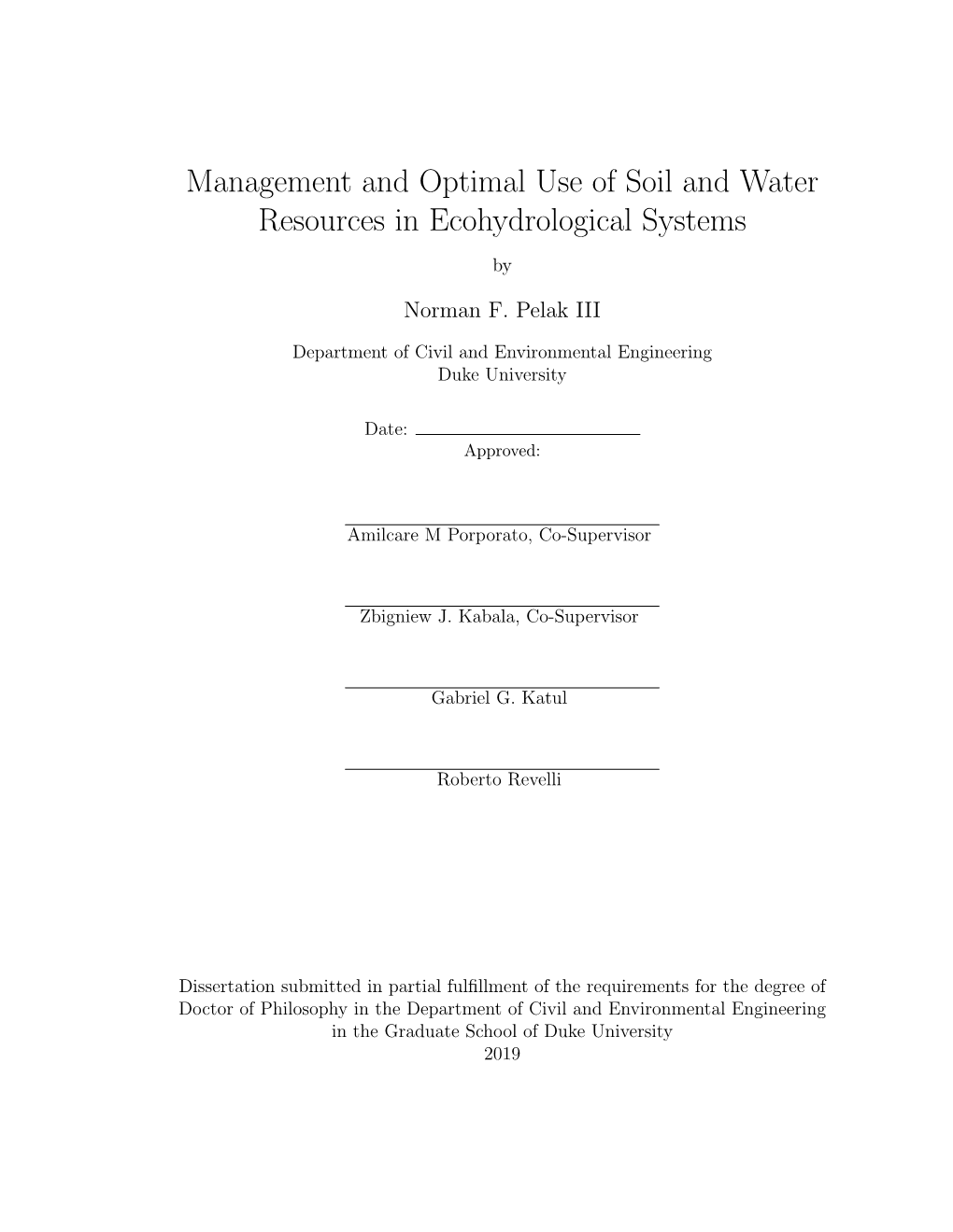 Management and Optimal Use of Soil and Water Resources in Ecohydrological Systems
