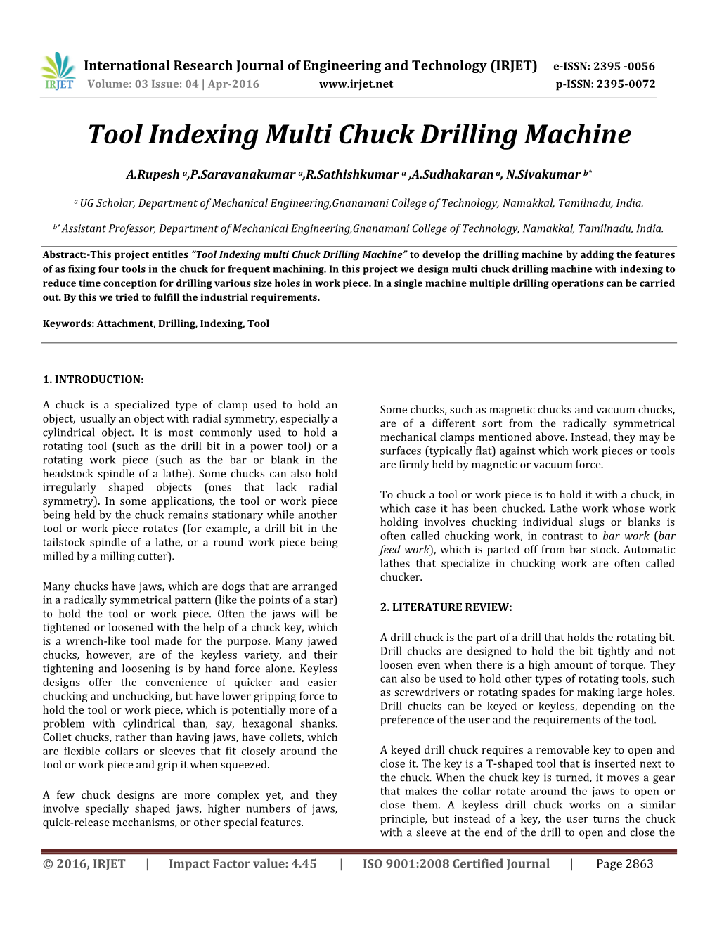 Tool Indexing Multi Chuck Drilling Machine