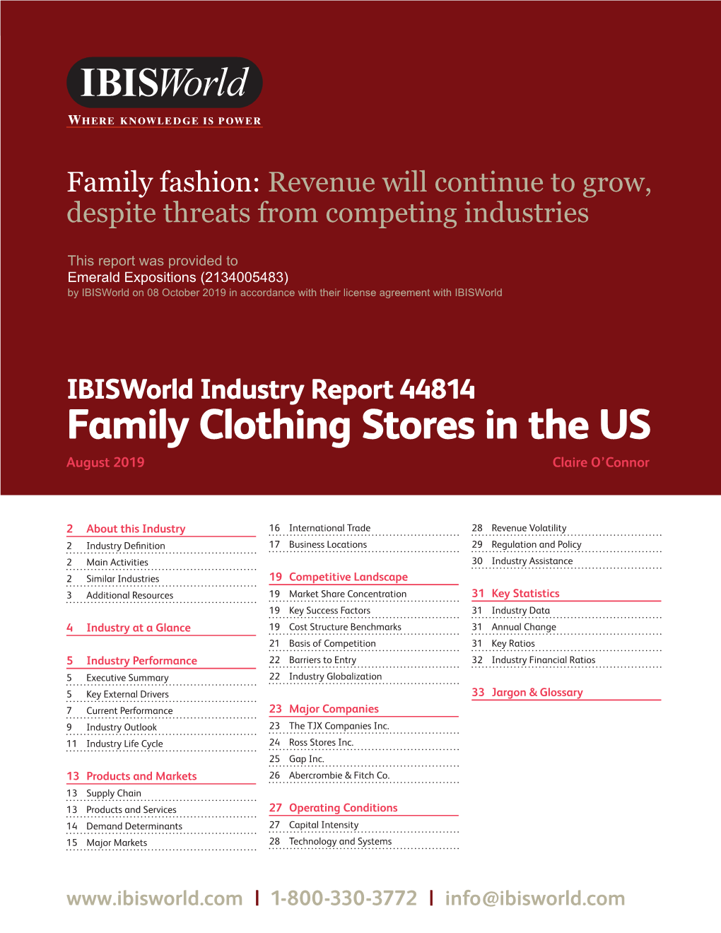 Family Clothing Stores in the US August 2019 1