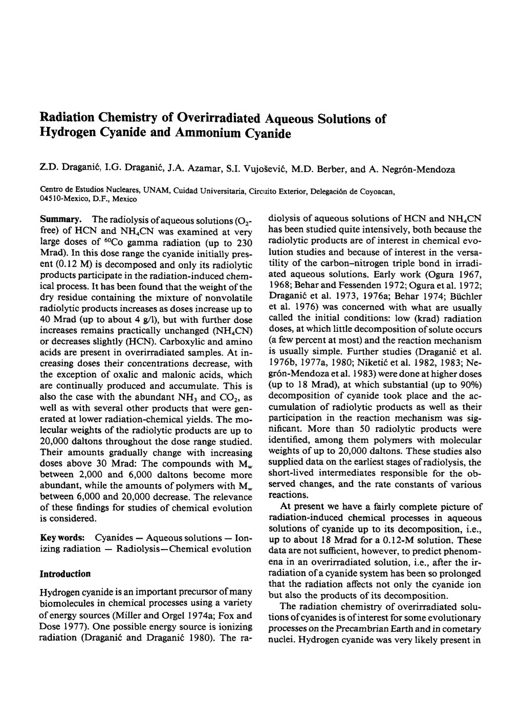 Radiation Chemistry of Overirradiated Aqueous Solutions of Hydrogen Cyanide and Ammonium Cyanide