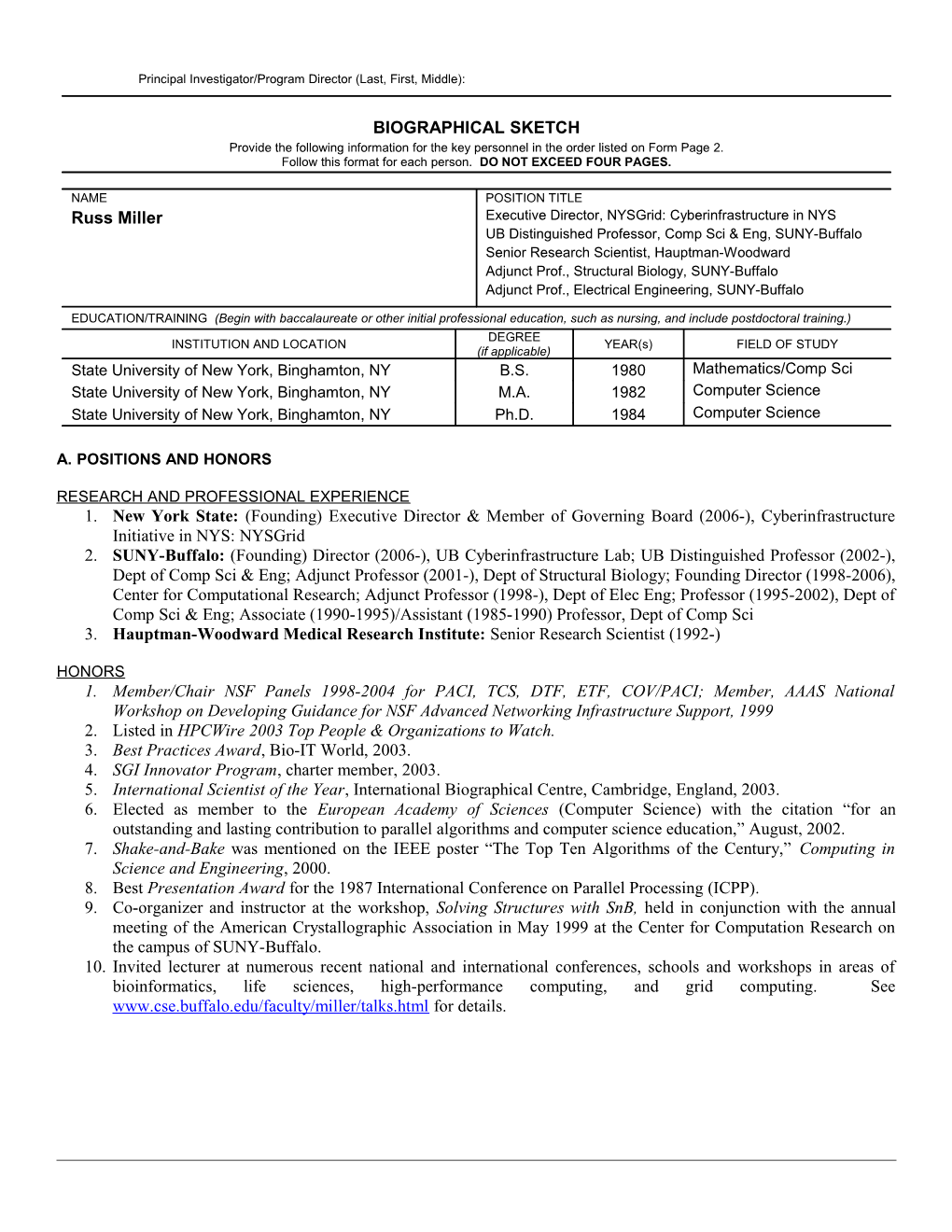 PHS 398 (Rev. 5/01), Biographical Sketch Format Page s2