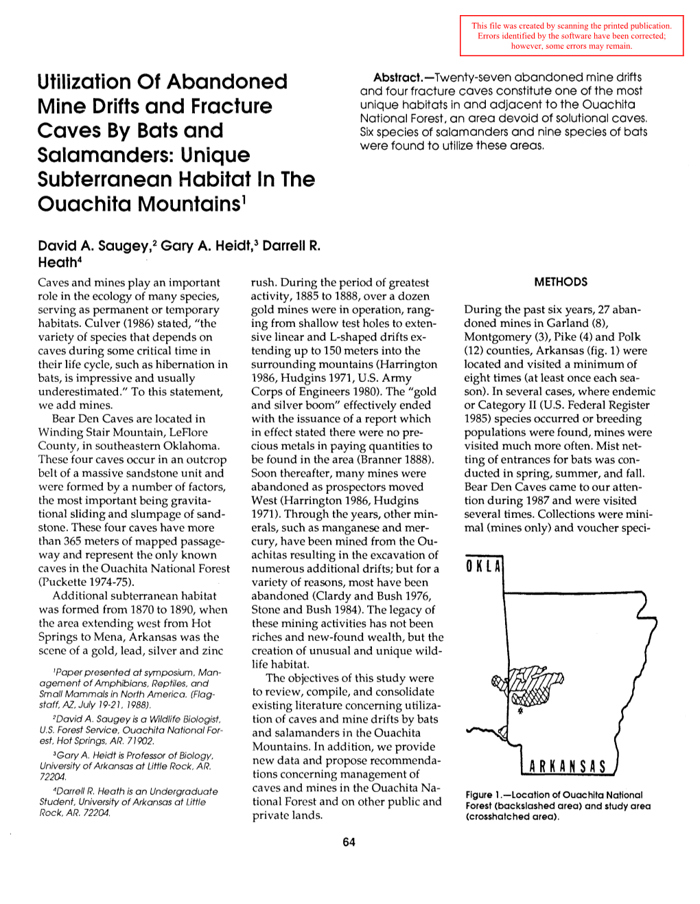 Utilization of Abandoned Mine Drifts and Fracture Caves by Bats And