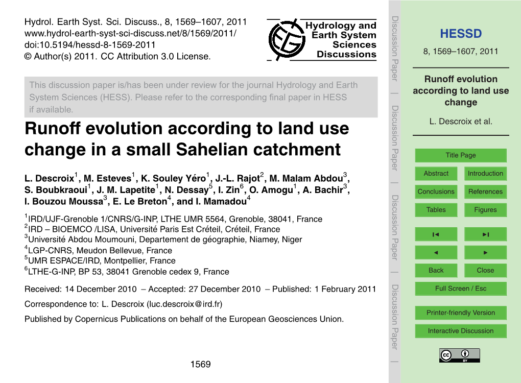 Runoff Evolution According to Land Use Change