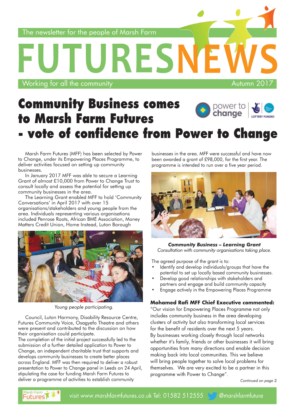 Community Business Comes to Marsh Farm Futures - Vote of Confidence from Power to Change