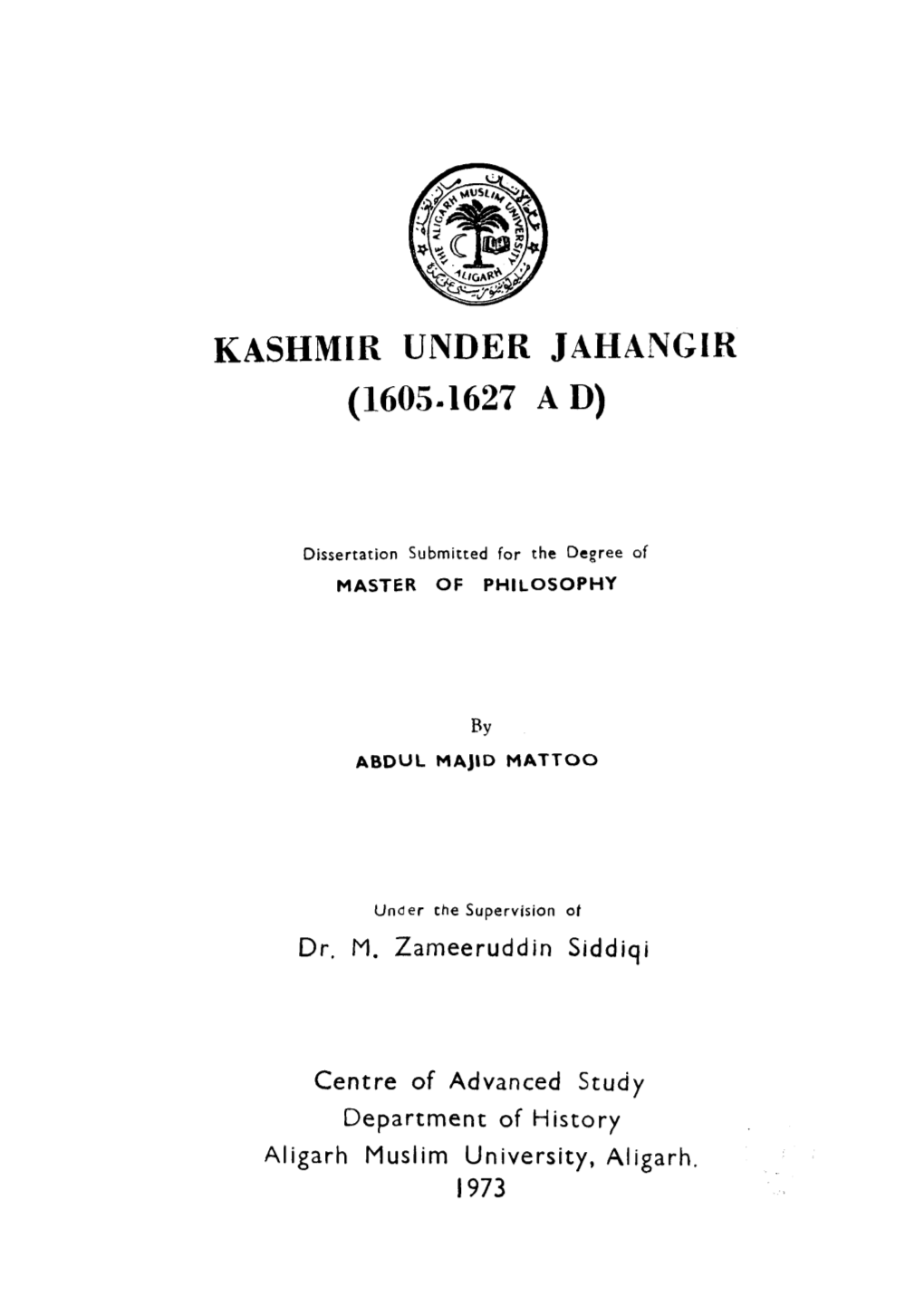 Kashmir Under Jahangir (1605.1627 Ad)