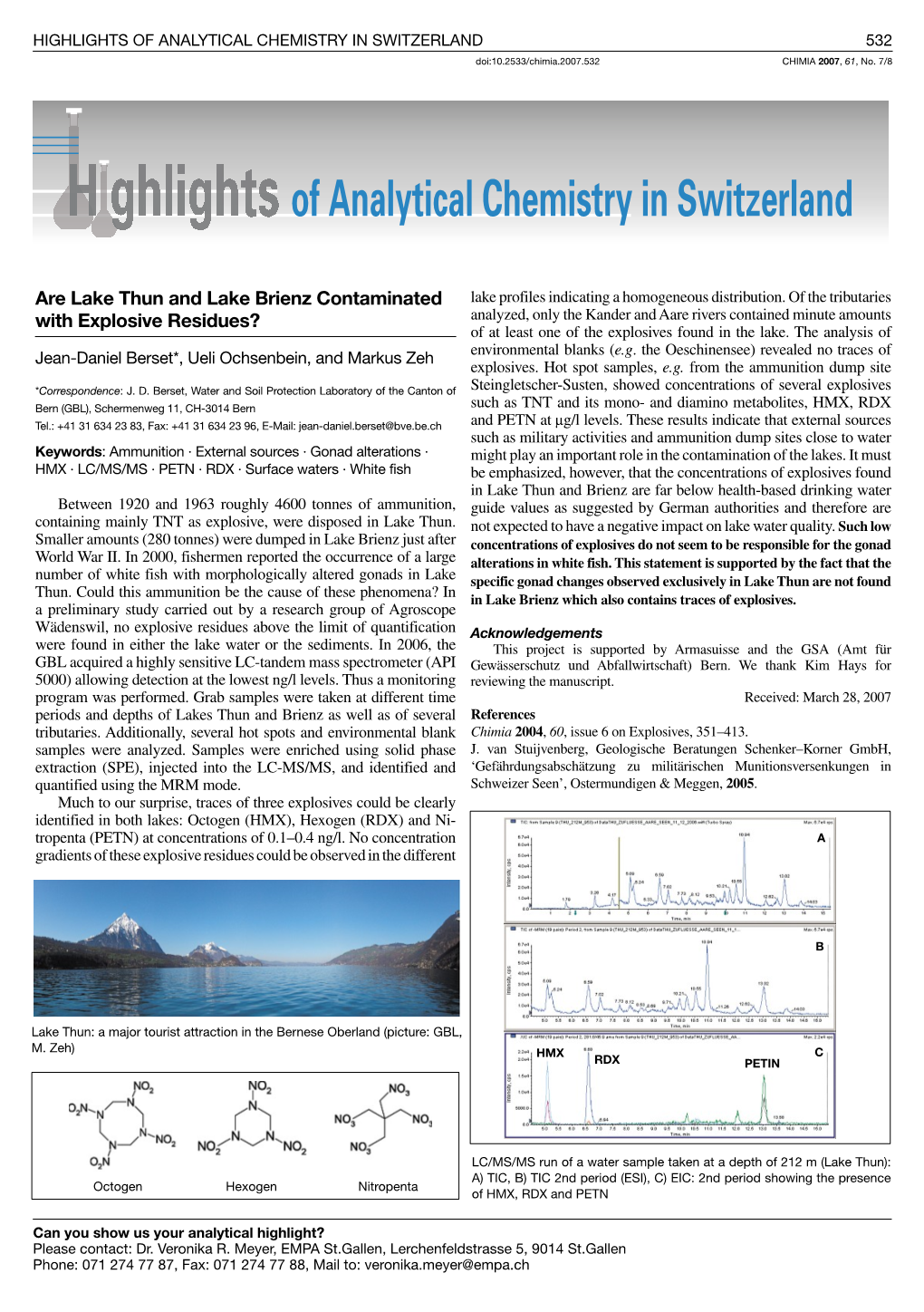 Highlights of Analytical Chemistry in Switzerland