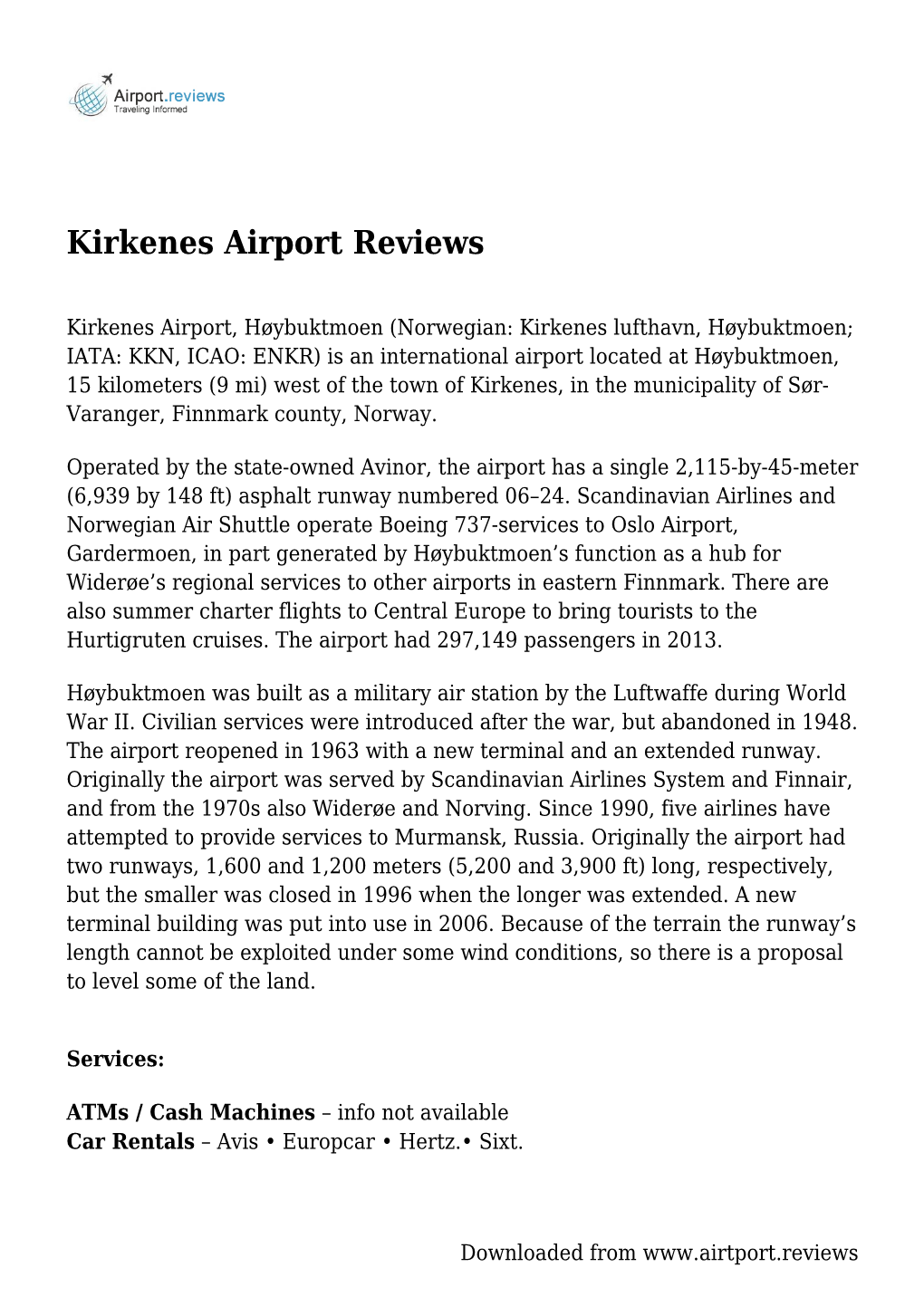 Kirkenes Airport Reviews