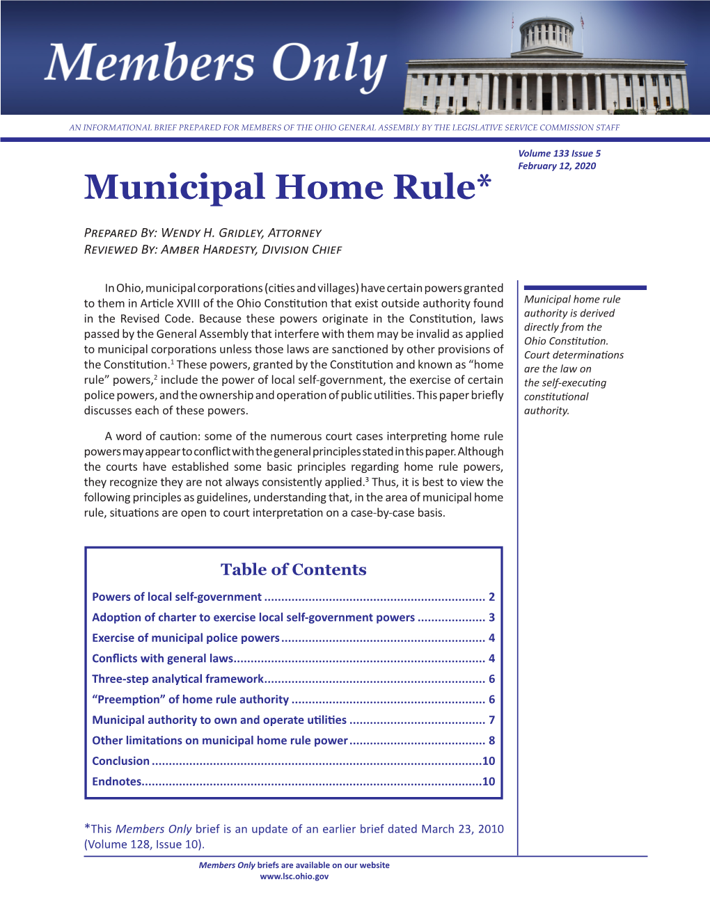 Municipal Home Rule*