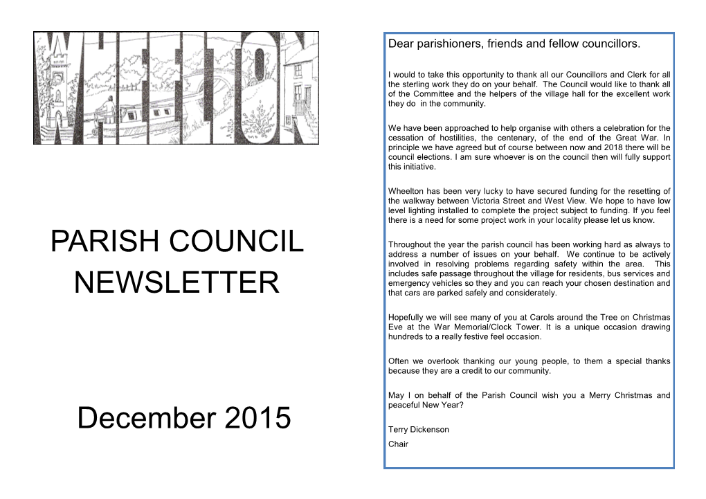 PARISH COUNCIL NEWSLETTER December 2015