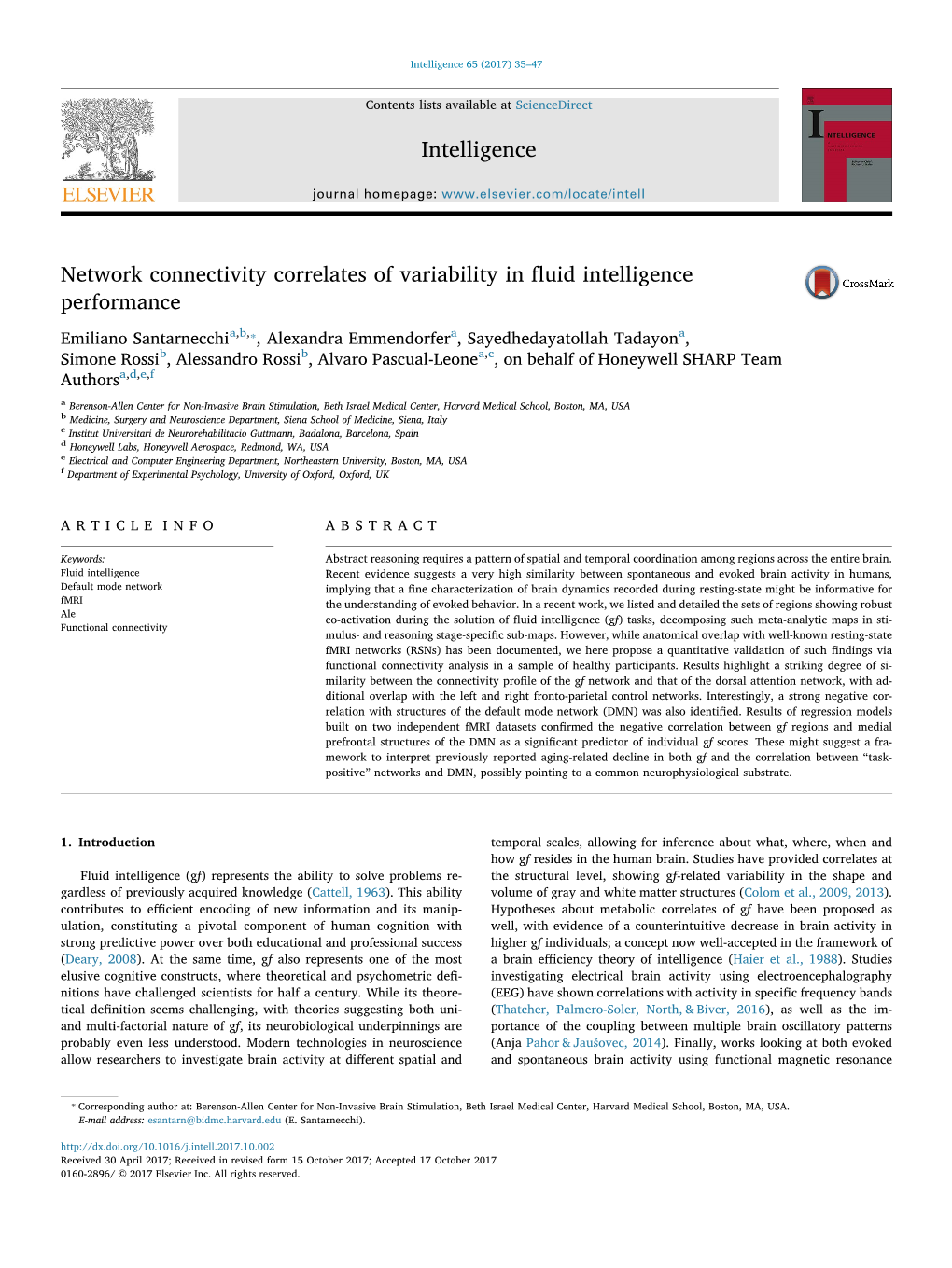 Network Connectivity Correlates of Variability in Fluid Intelligence