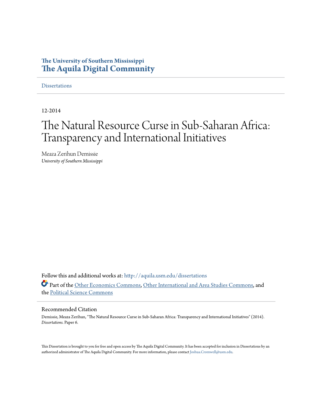 The Natural Resource Curse in Sub-Saharan Africa