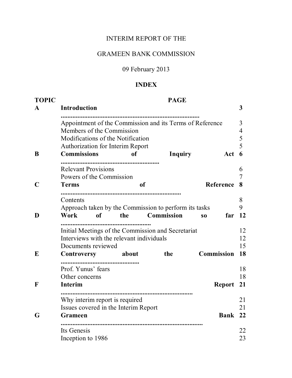 Interim Report of the Grameen Bank Commission 09
