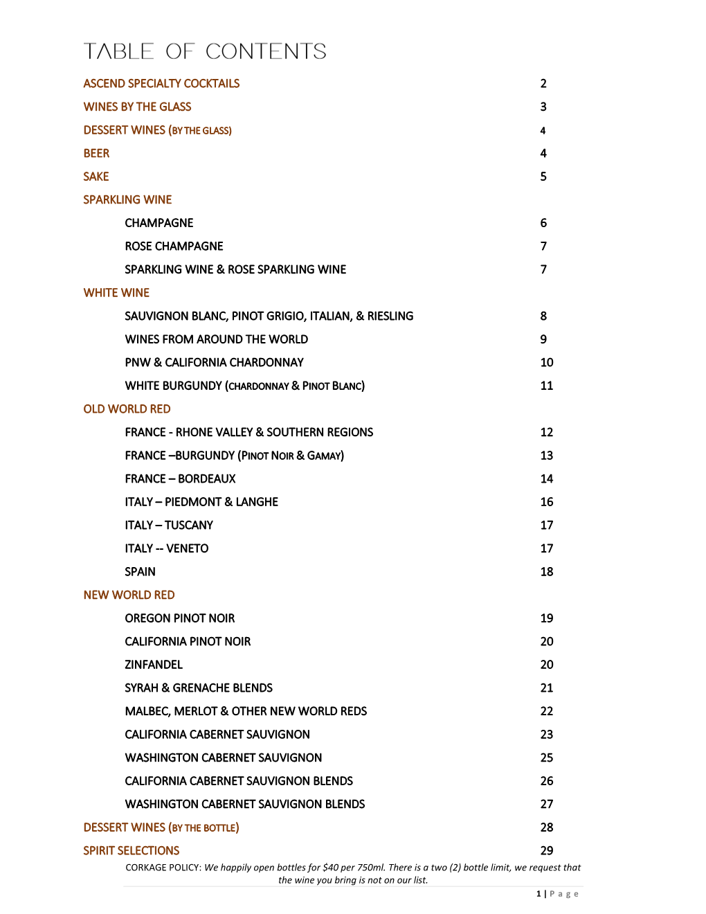 Table of Contents