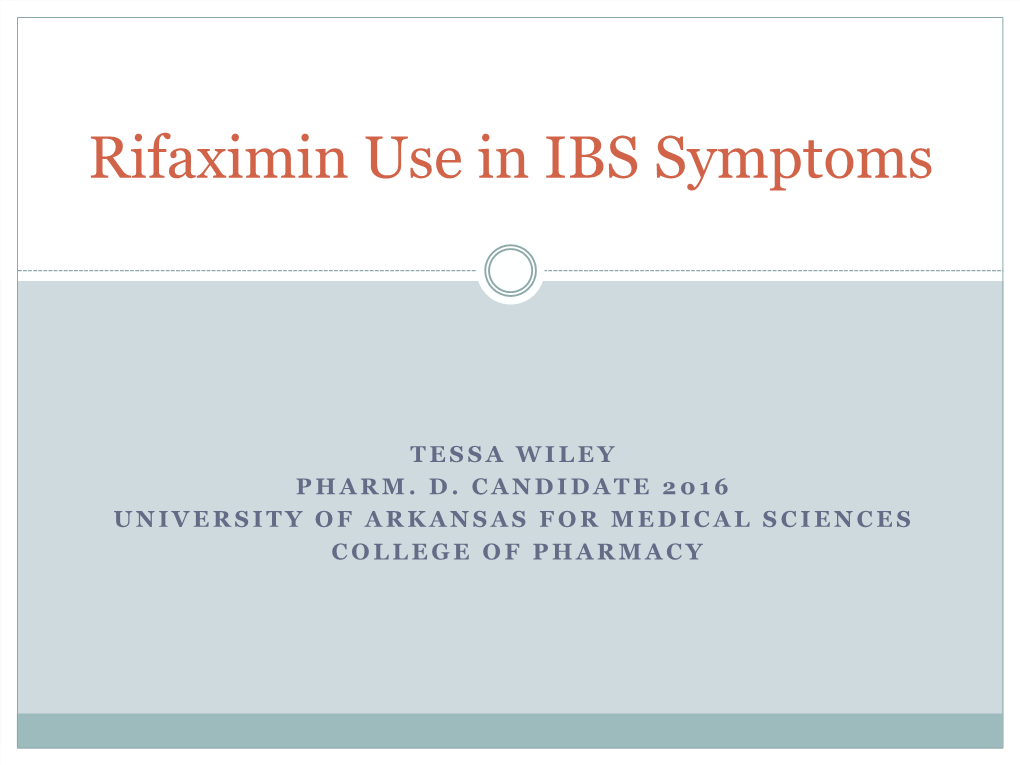 Rifaximin Use in IBS Symptoms