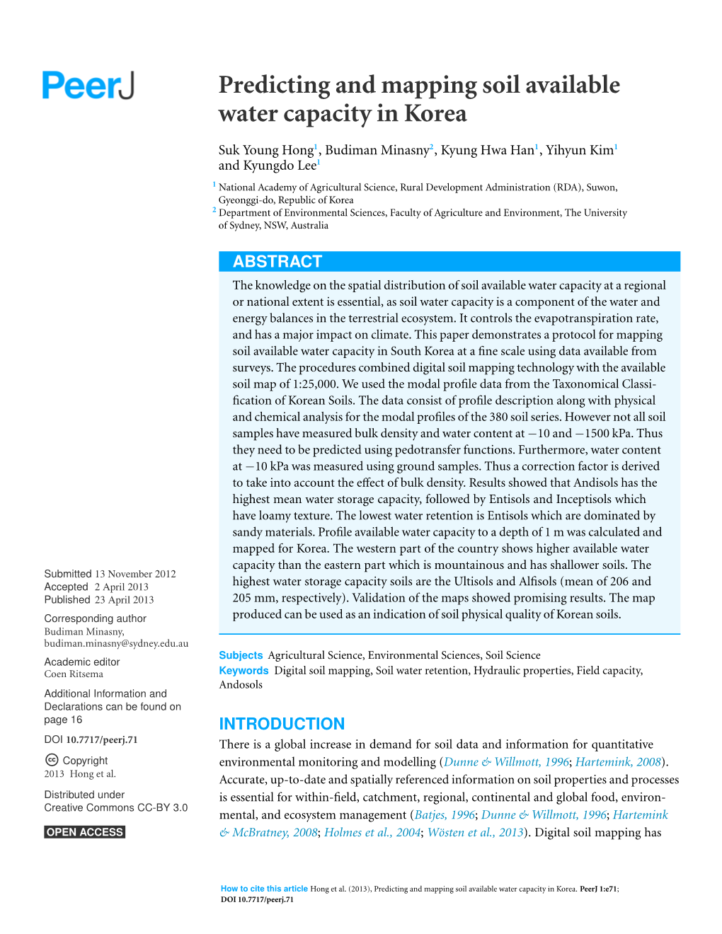 Predicting and Mapping Soil Available Water Capacity in Korea