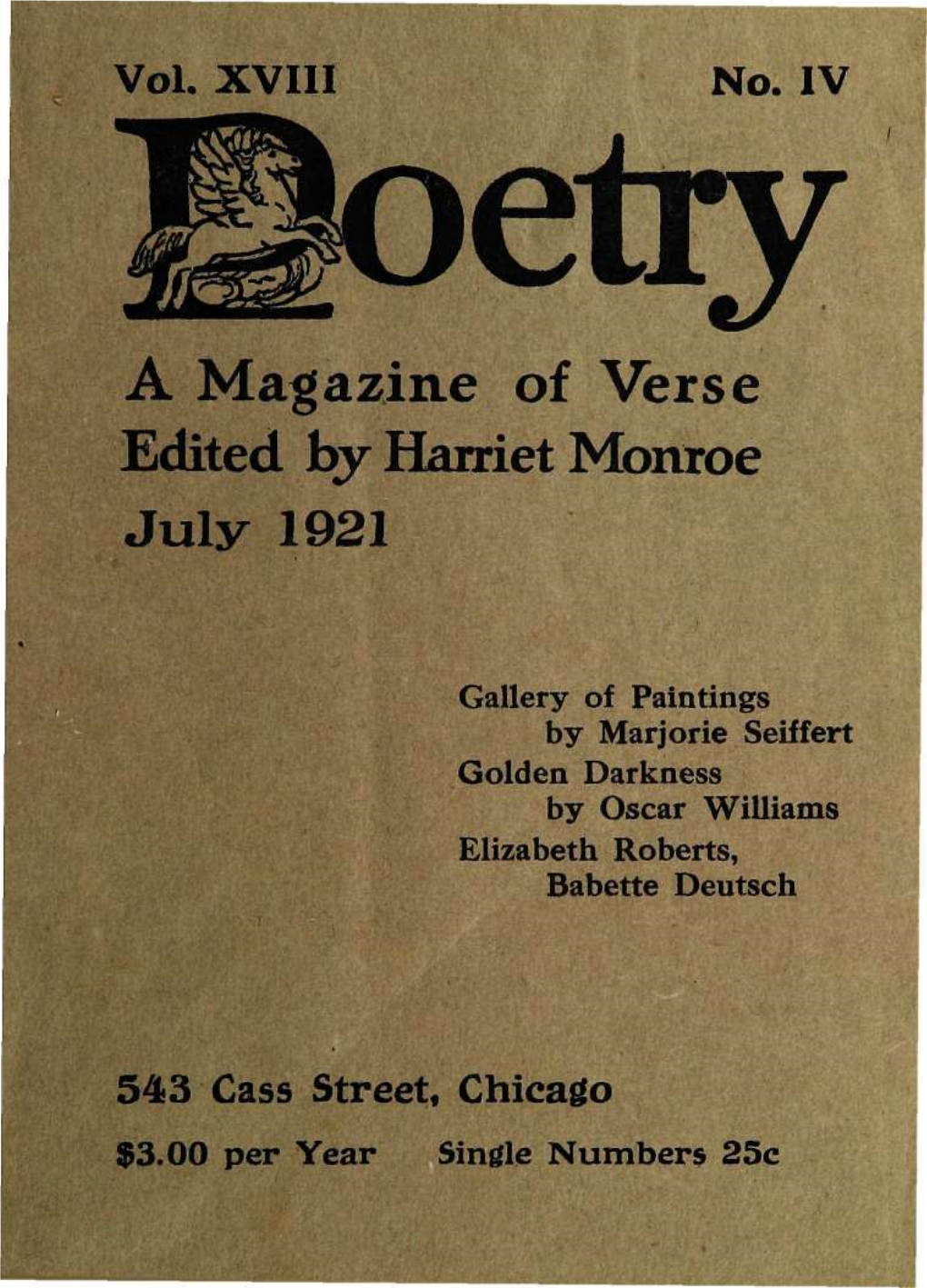 A Magazine of Verse Edited by Harriet Monroe July 1921