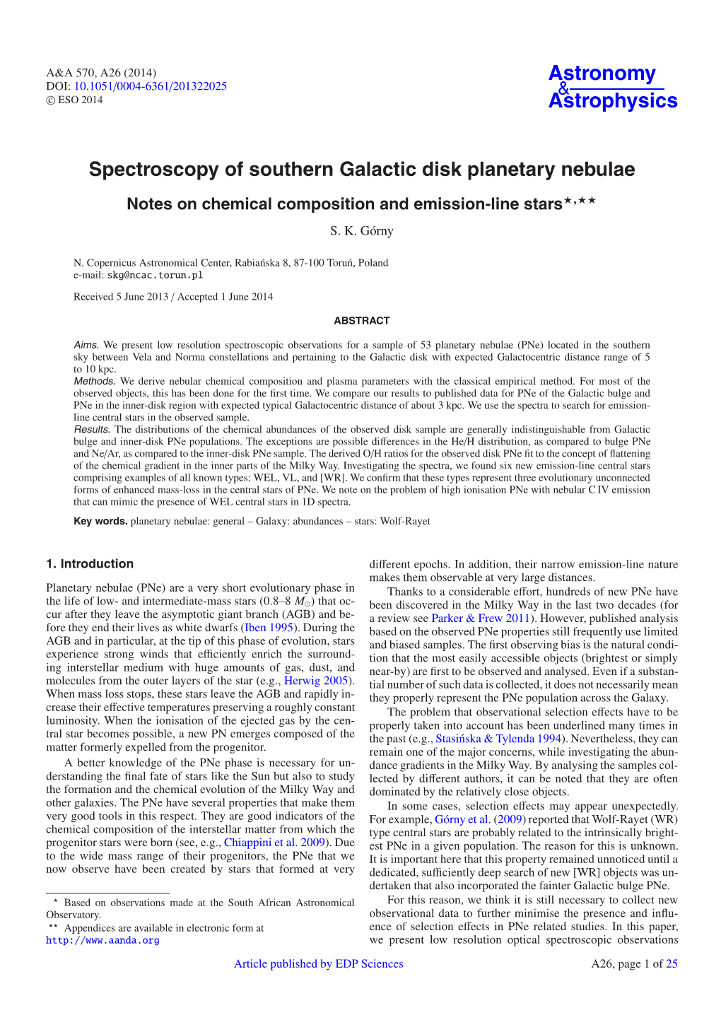 Spectroscopy of Southern Galactic Disk Planetary Nebulae Notes on Chemical Composition and Emission-Line Stars�,�� S