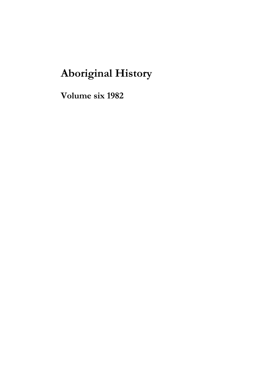 Aboriginal History