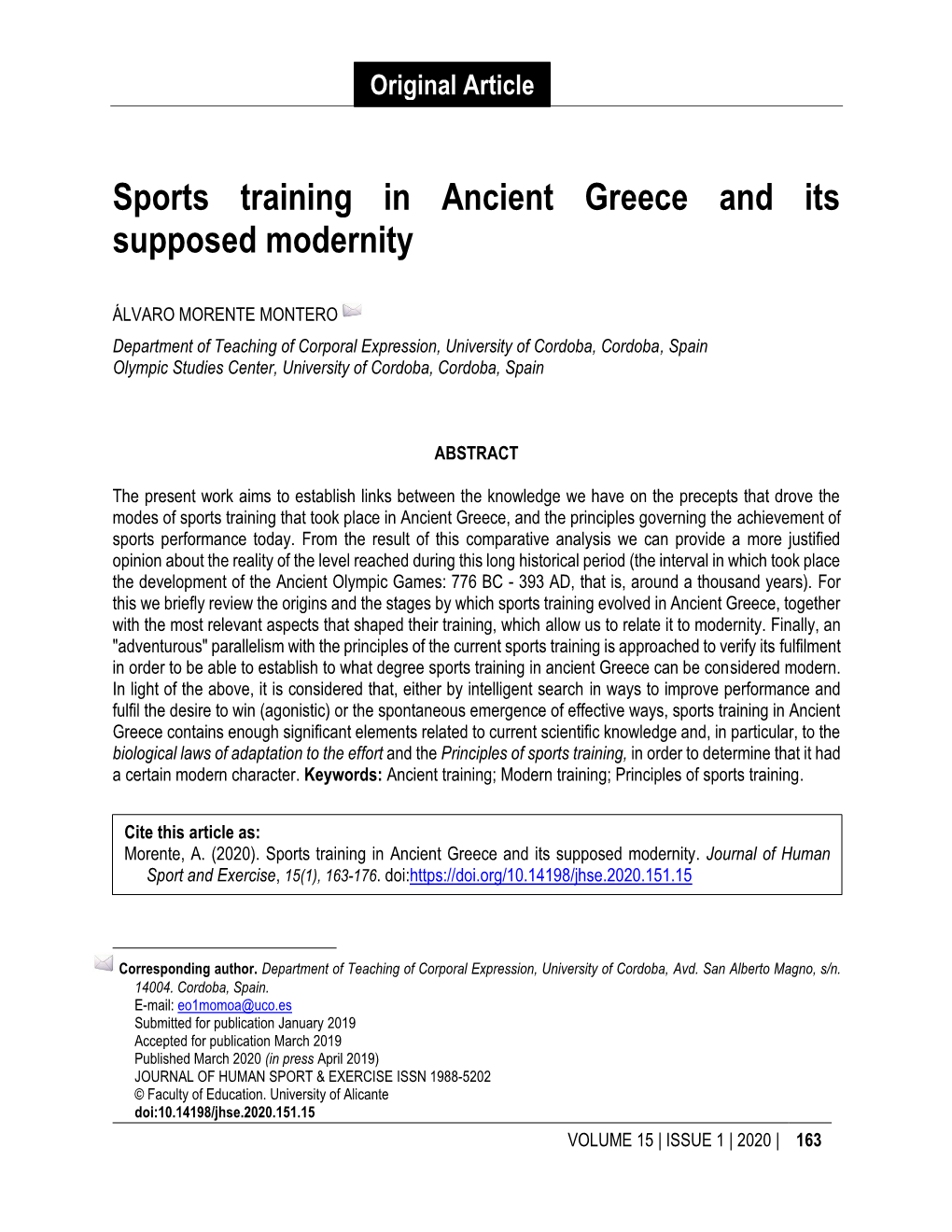 Sports Training in Ancient Greece and Its Supposed Modernity