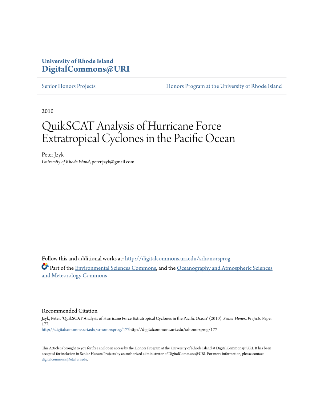 Quikscat Analysis of Hurricane Force Extratropical Cyclones in the Pacific Ocean