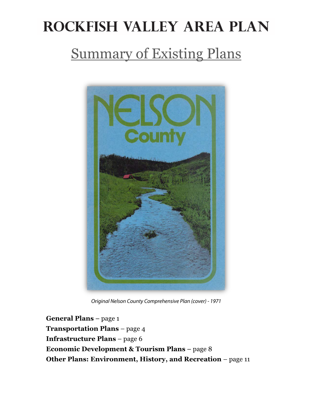 Summary of Existing Plans