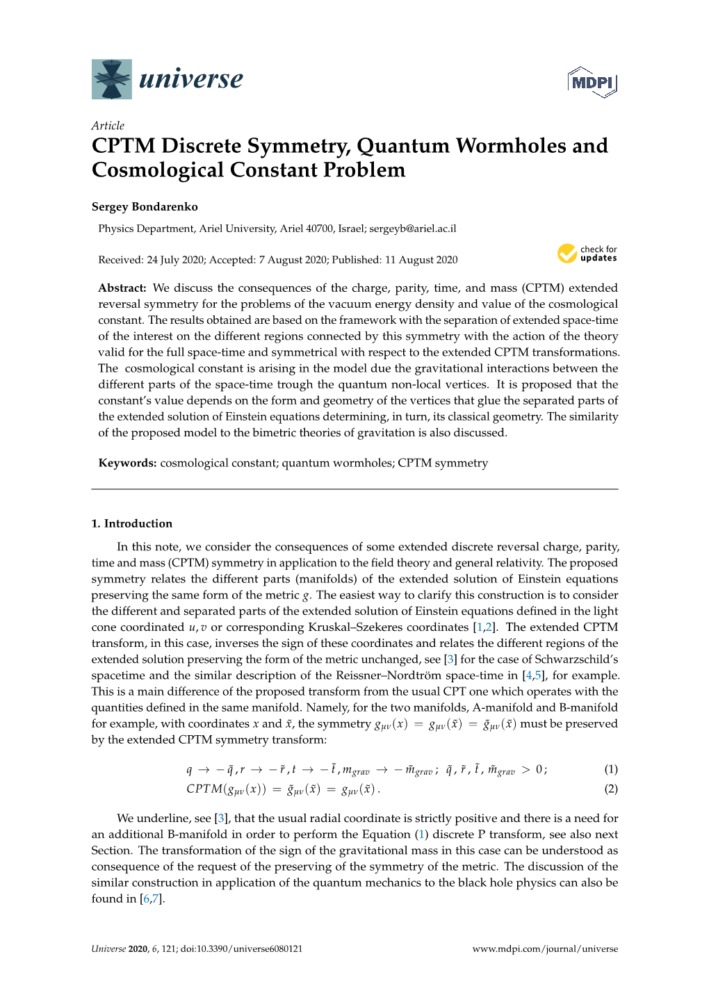 CPTM Discrete Symmetry, Quantum Wormholes and Cosmological Constant Problem