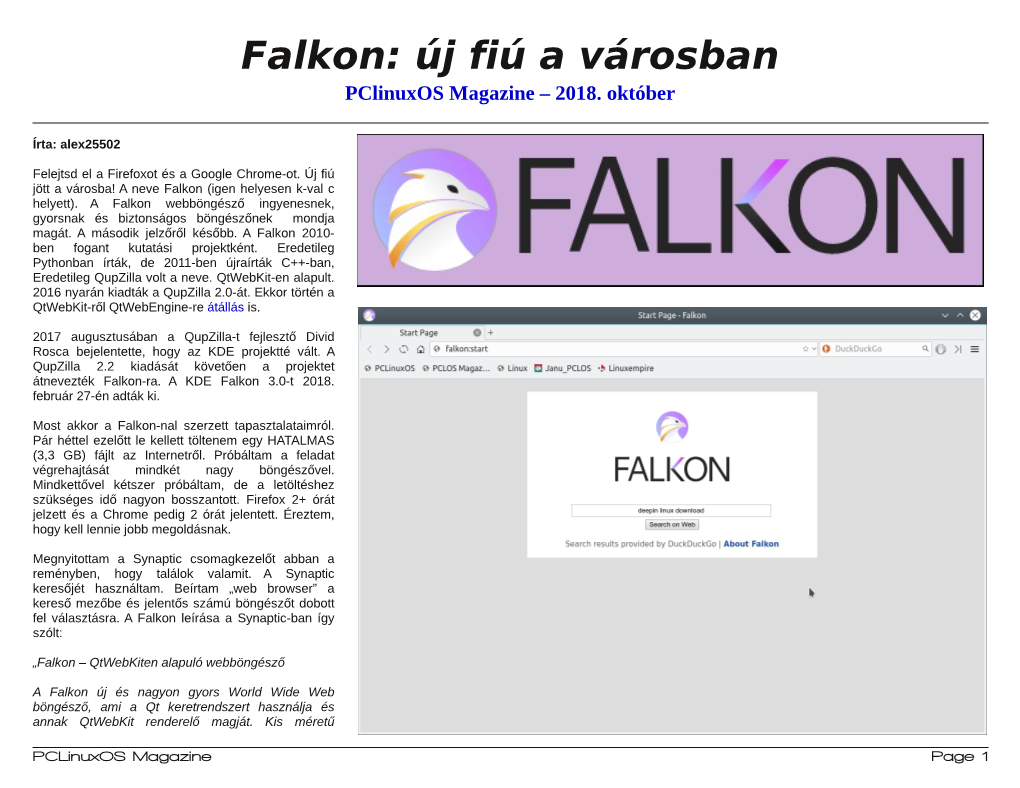 Falkon: Új Fiú a Városban Pclinuxos Magazine – 2018