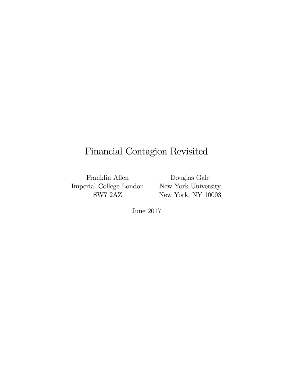 Financial Contagion Revisited