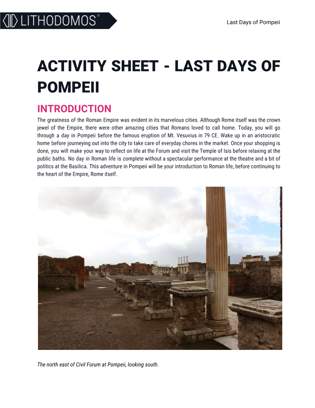 Activity Sheet - Last Days of Pompeii