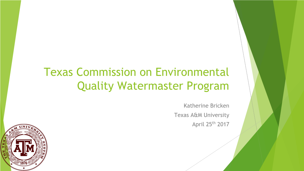 Texas Commission on Environmental Quality Watermaster Program