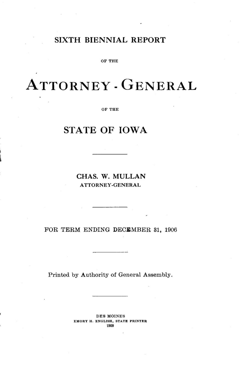 Iowa Attorney General Report 1906