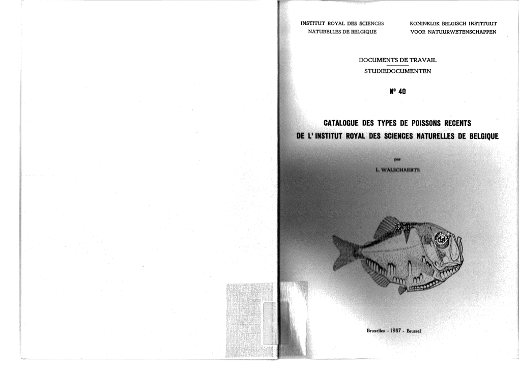 N° 40 CATALOGUE DES TYPES DE POISSONS RECENTS DE L