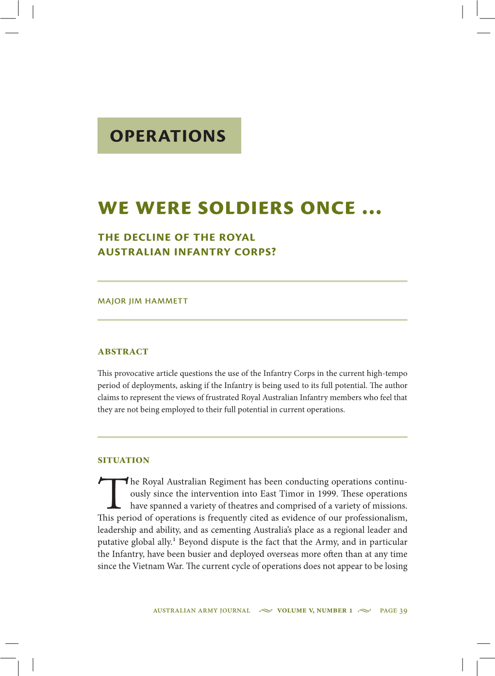 We Were Soldiers Once … the Decline of the Royal Australian Infantry Corps?