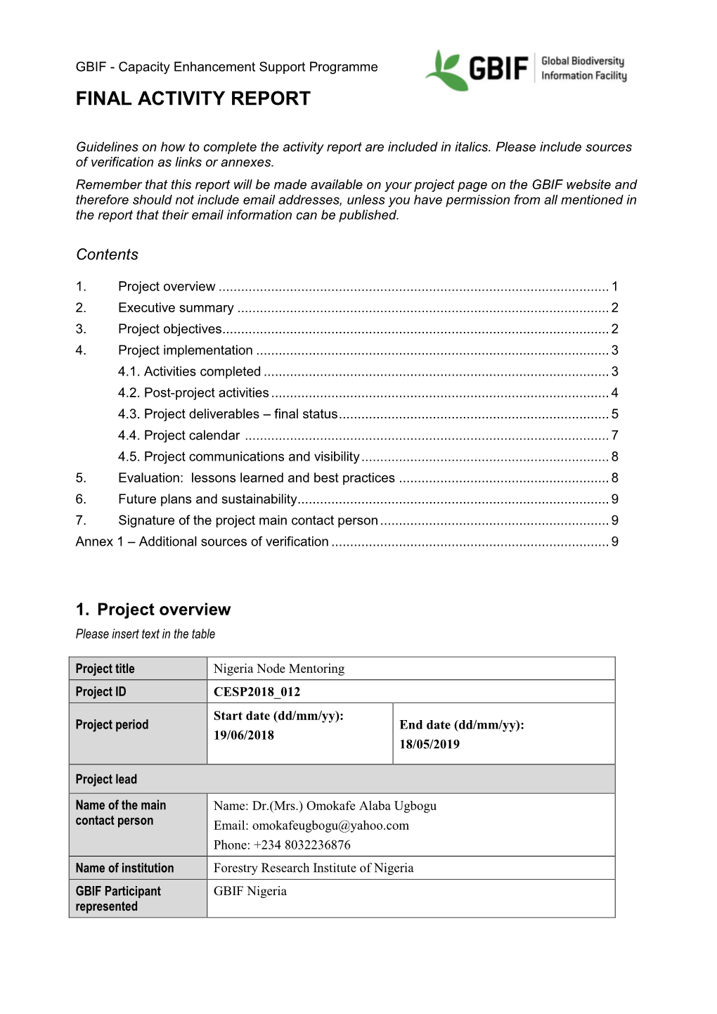 Final Activity Report