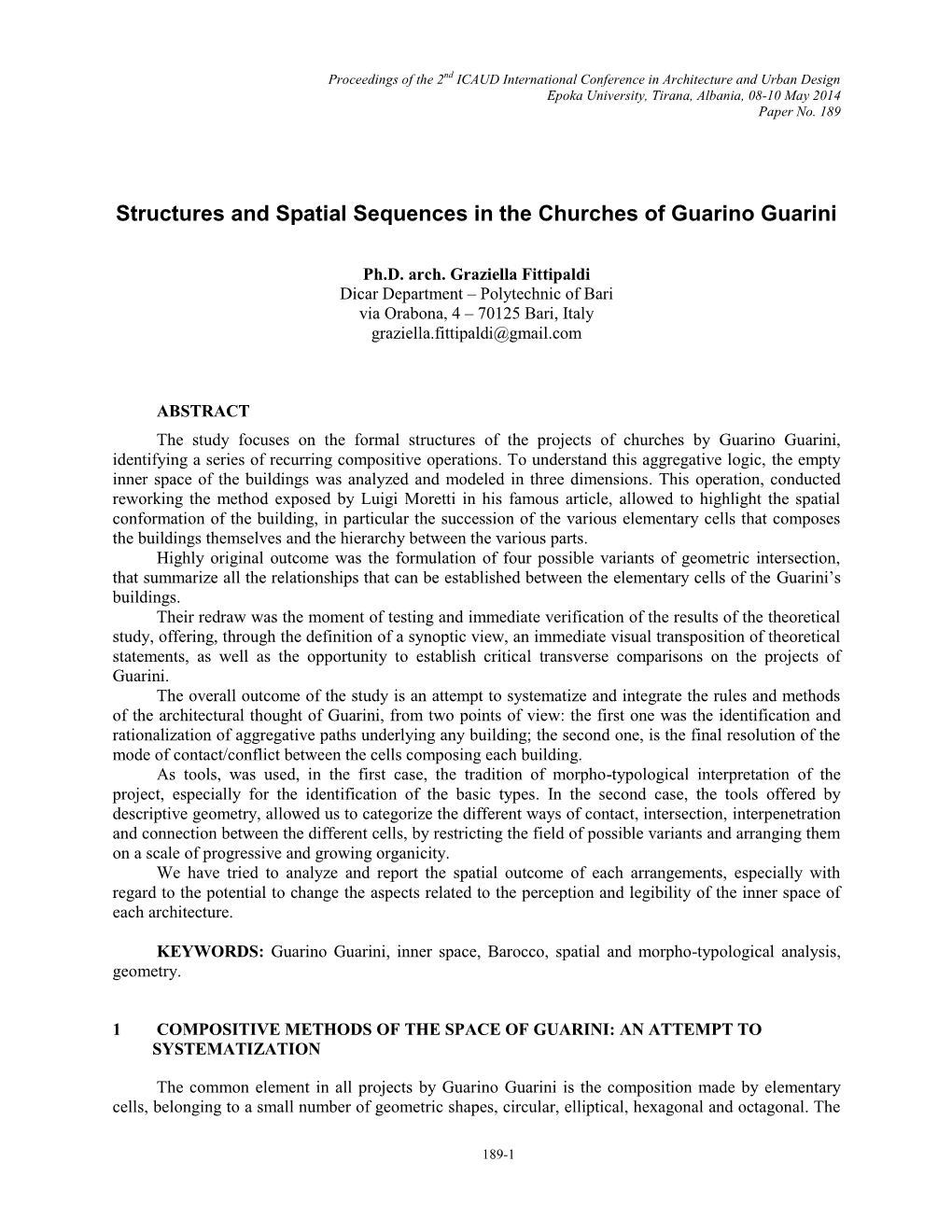 Structures and Spatial Sequences in the Churches of Guarino Guarini