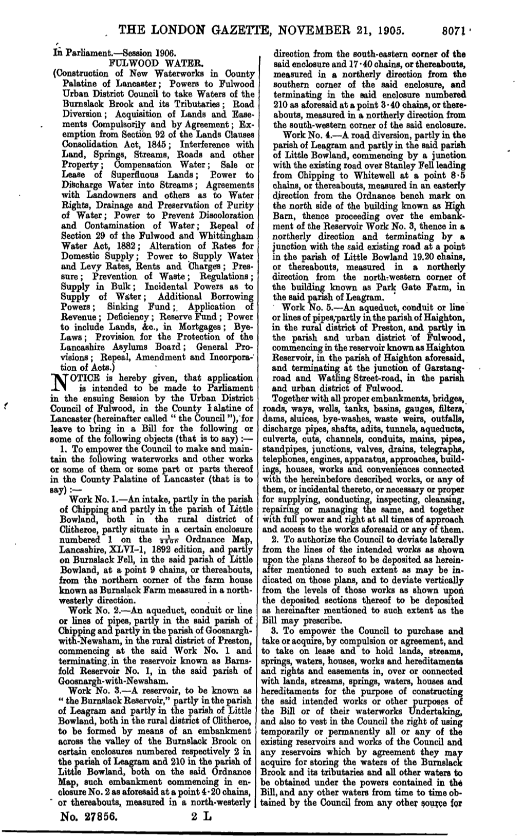 THE LONDON GAZETTE, NOVEMBEE 21, 1905. Son in Parliament.—Session 1906