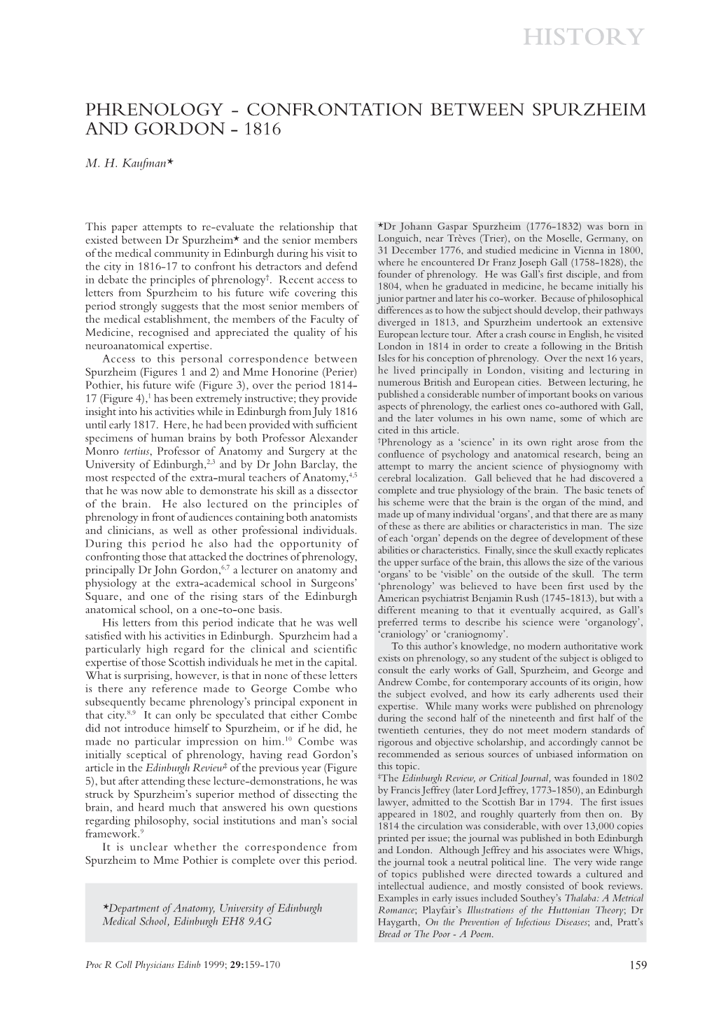 Phrenology - Confrontation Between Spurzheim and Gordon - 1816