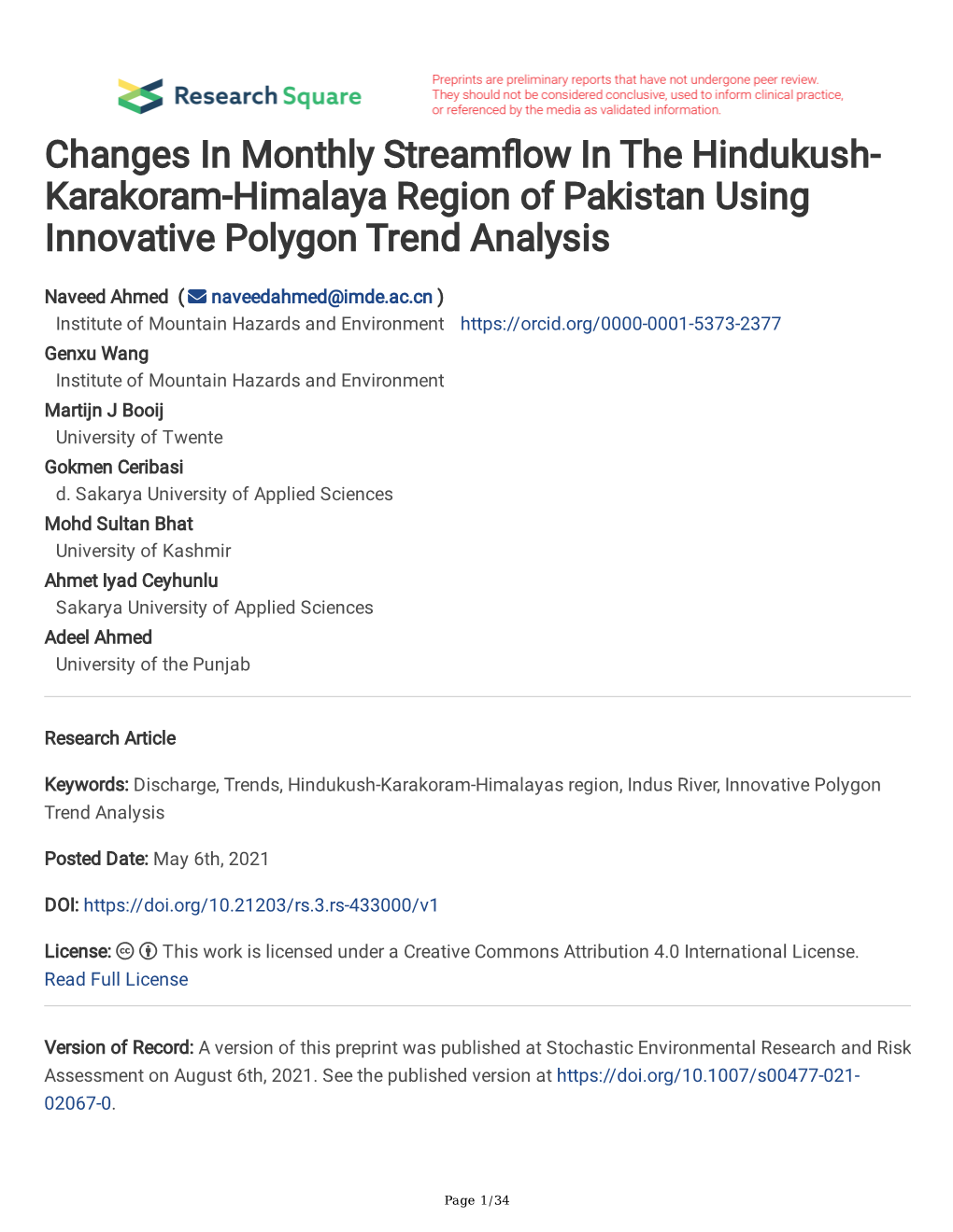 Karakoram-Himalaya Region of Pakistan Using Innovative Polygon Trend Analysis