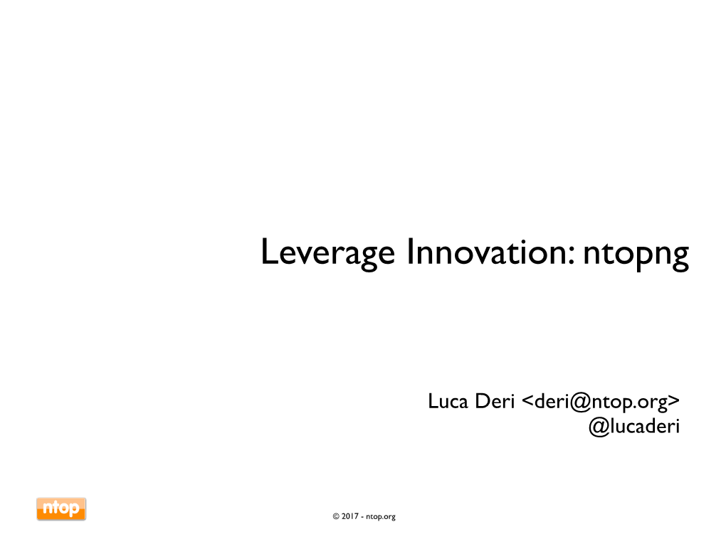 Leverage Innovation: Ntopng