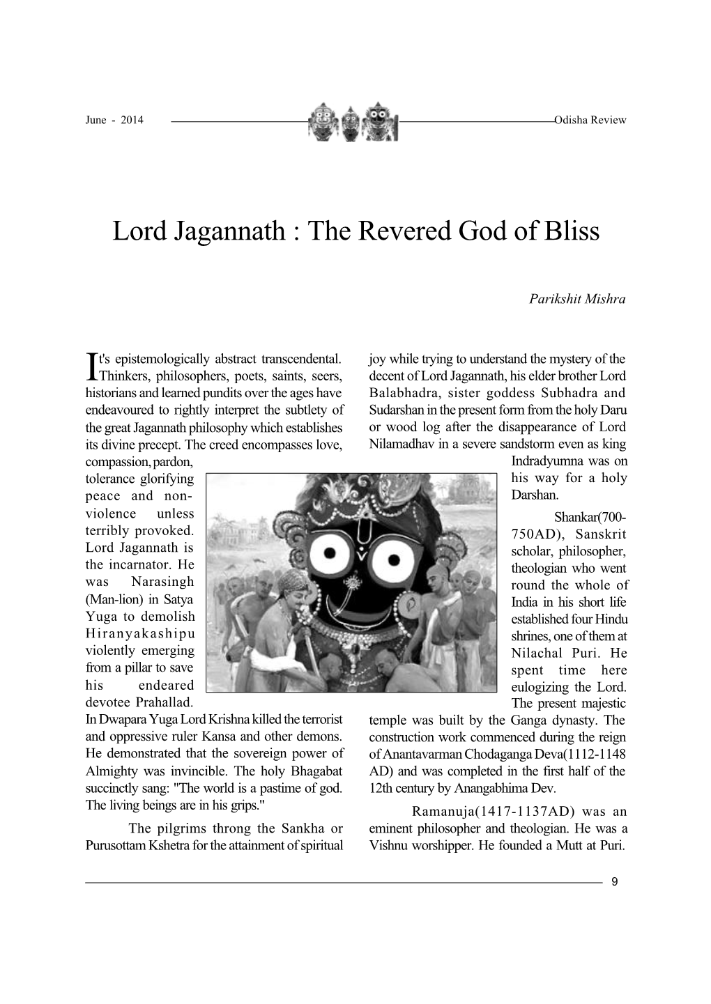 Lord Jagannath : the Revered God of Bliss