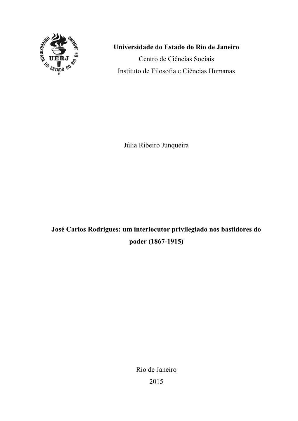 Universidade Do Estado Do Rio De Janeiro Centro De Ciências Sociais Instituto De Filosofia E Ciências Humanas