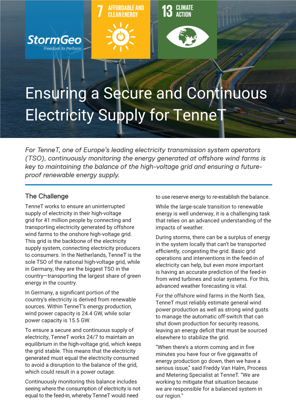 Ensuring a Secure and Continuous Electricity Supply for Tennet