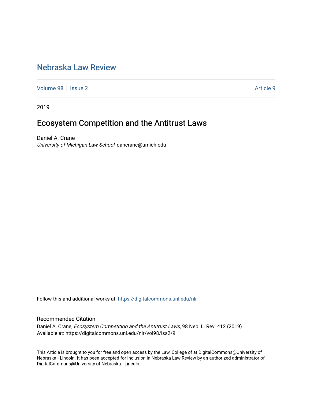 Ecosystem Competition and the Antitrust Laws