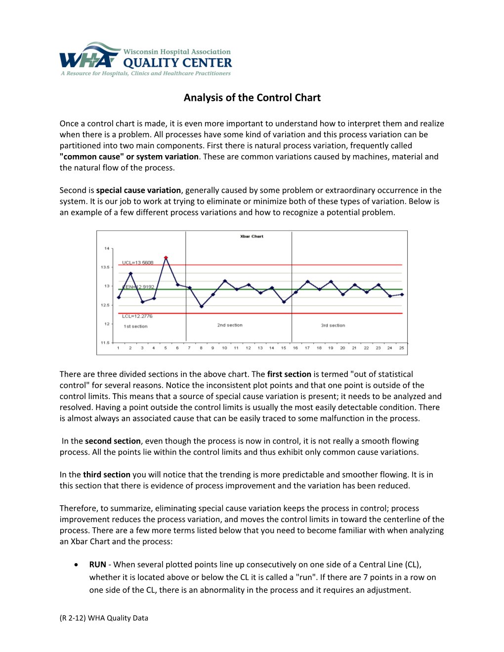 Analysis of the Control Chart